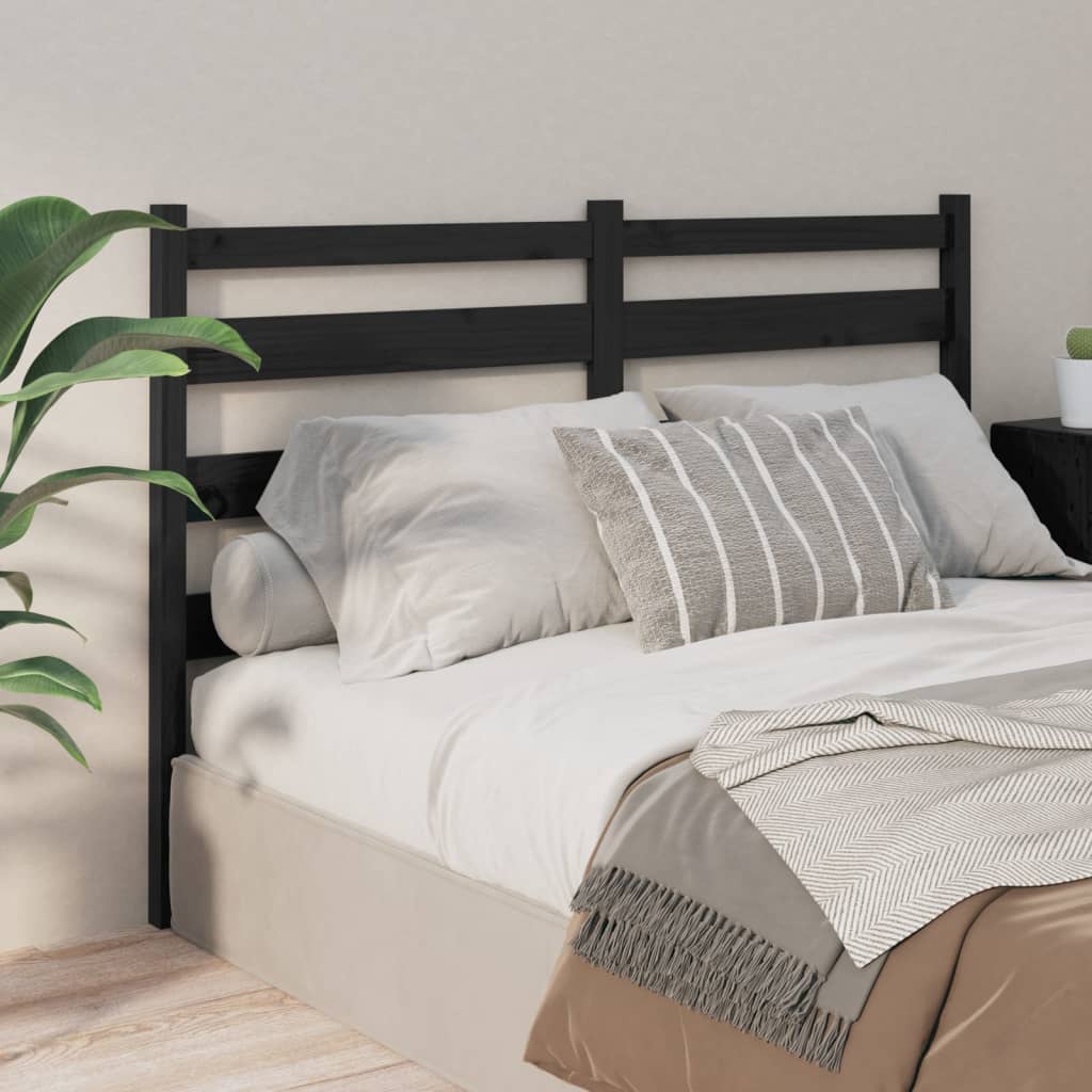 Berkfield Bed Headboard Black 206x4x100 cm Solid Wood Pine