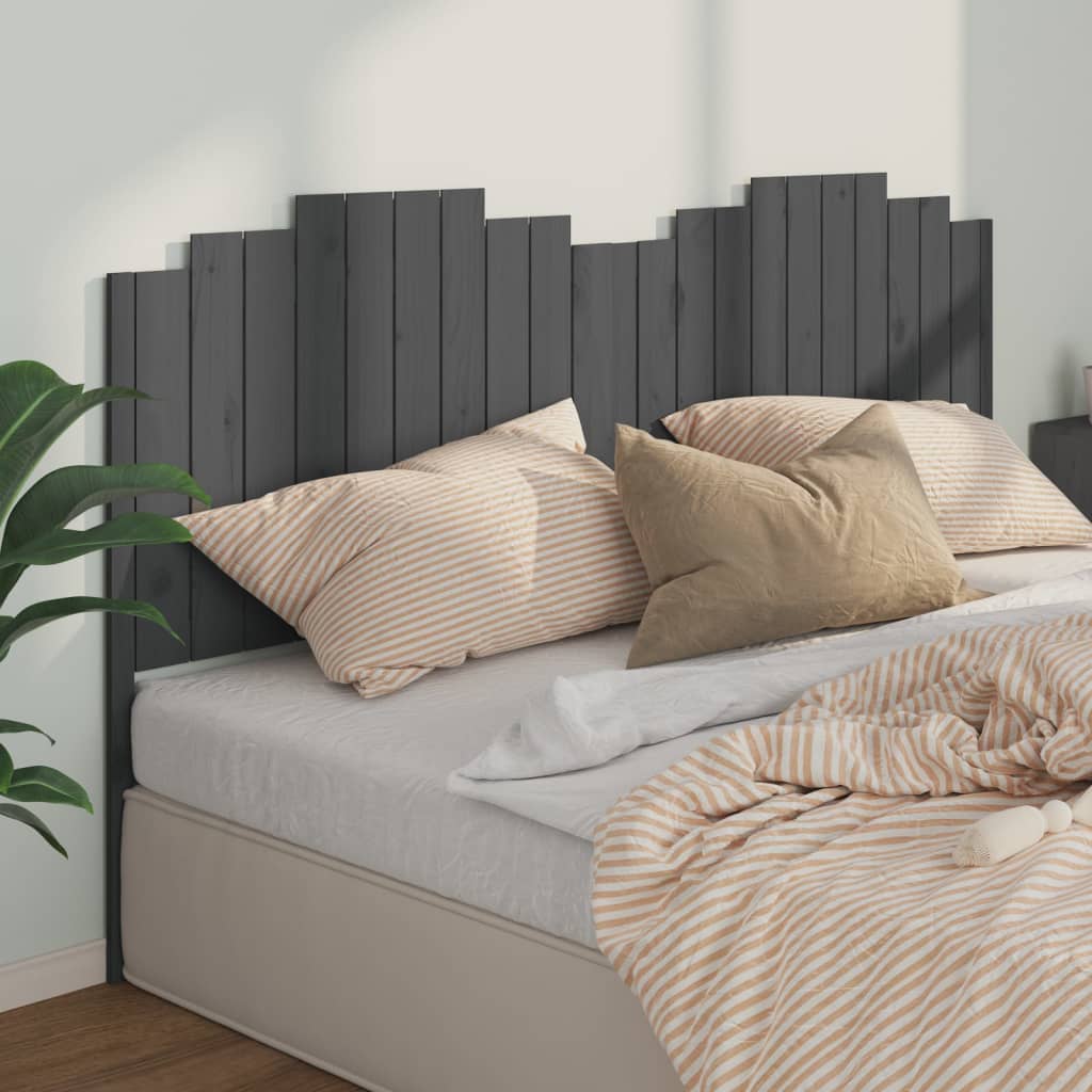 Berkfield Bed Headboard Grey 206x4x110 cm Solid Wood Pine