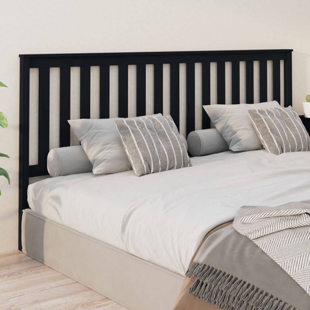 Berkfield Bed Headboard Black 206x6x101 cm Solid Wood Pine