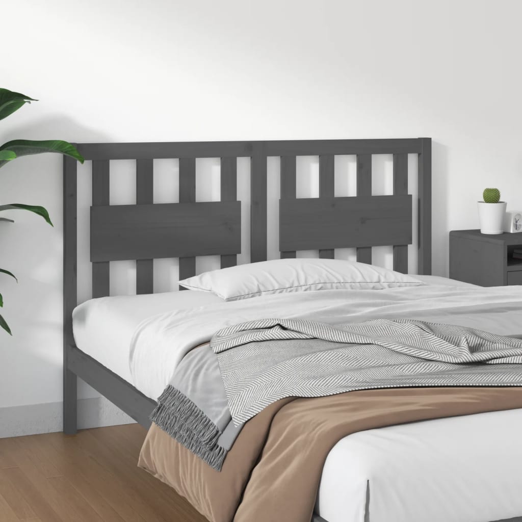 Berkfield Bed Headboard Grey 140.5x4x100 cm Solid Wood Pine