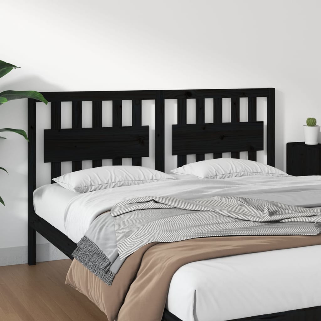 Berkfield Bed Headboard Black 165.5x4x100 cm Solid Wood Pine