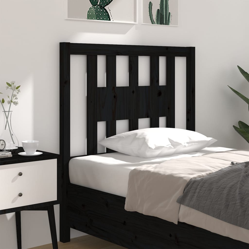Berkfield Headboard Black 106x4x100 cm Solid Wood Pine