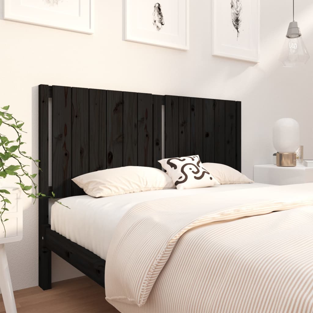 Berkfield Bed Headboard Black 145.5x4x100 cm Solid Wood Pine