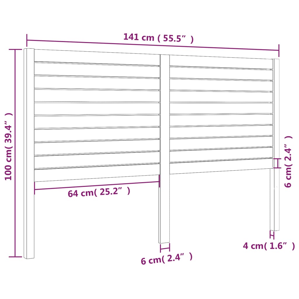 Berkfield Bed Headboard Black 141x4x100 cm Solid Wood Pine
