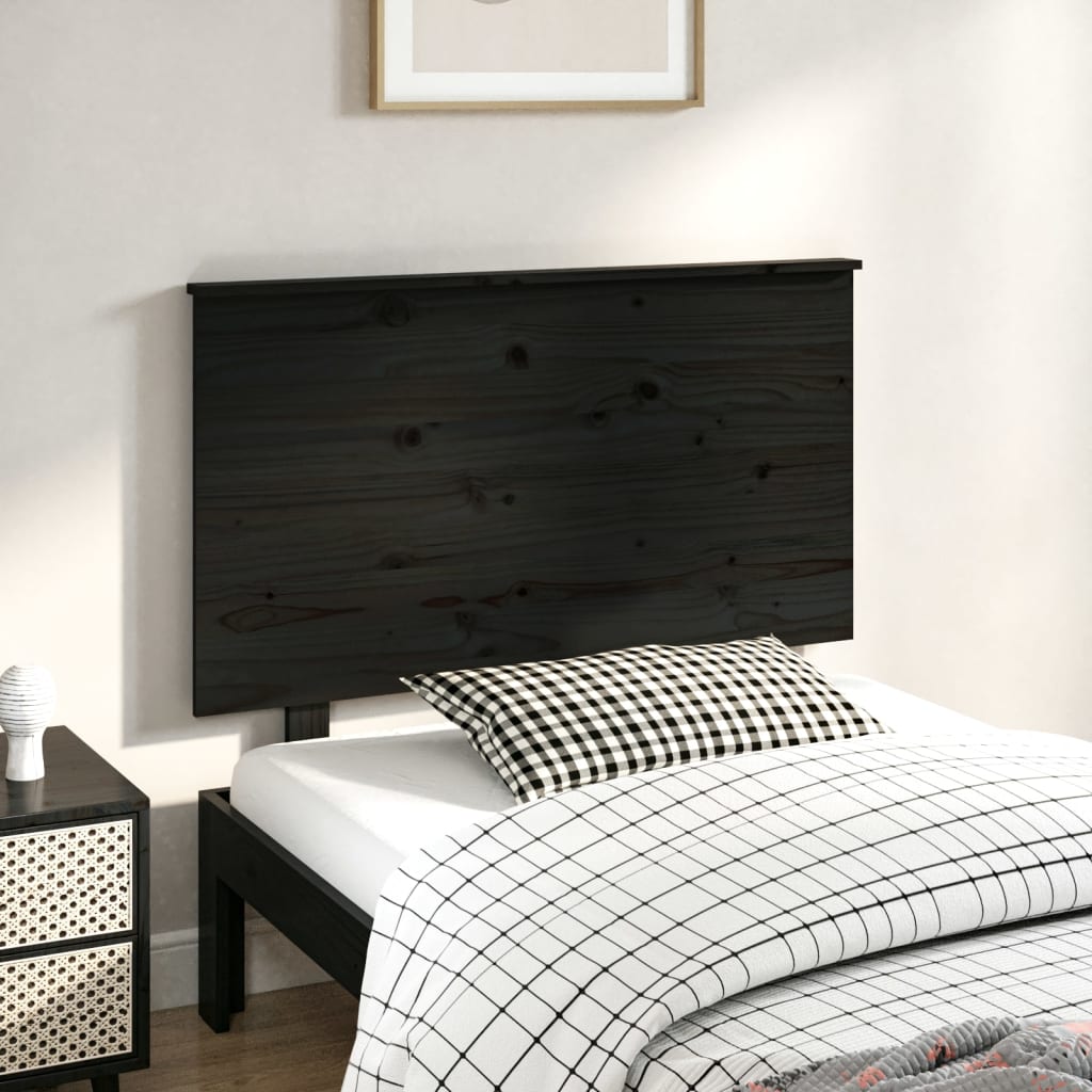 Berkfield Bed Headboard Black 104x6x82.5 cm Solid Wood Pine