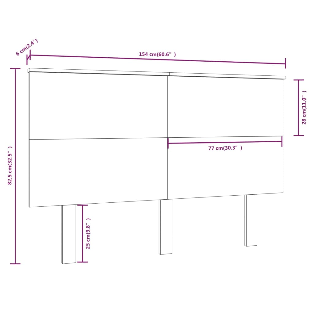 Berkfield Bed Headboard White 154x6x82.5 cm Solid Wood Pine