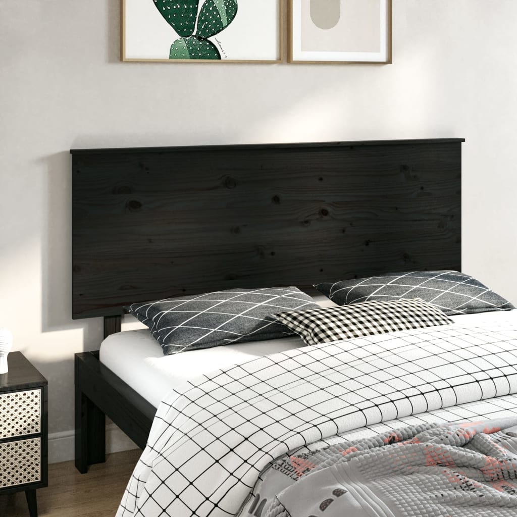 Berkfield Bed Headboard Black 164x6x82.5 cm Solid Wood Pine