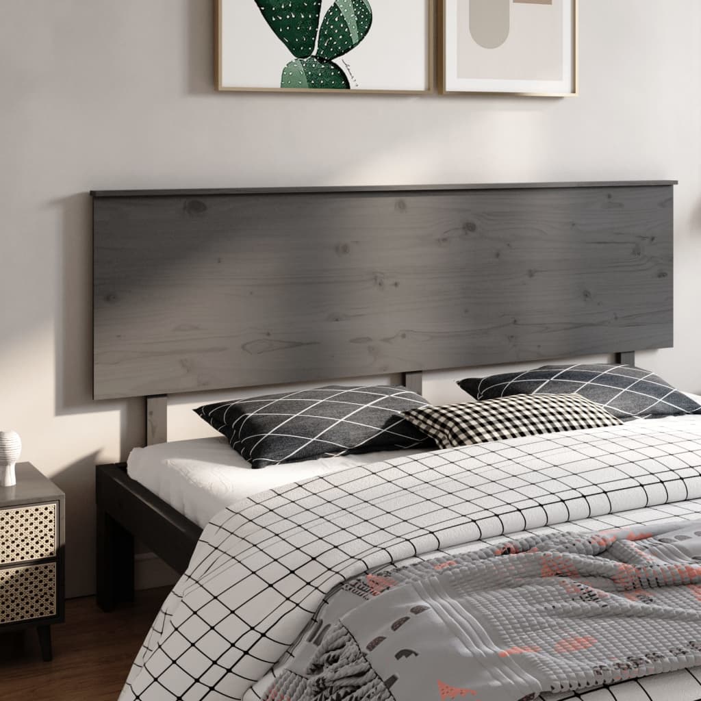Berkfield Bed Headboard Grey 204x6x82.5 cm Solid Wood Pine