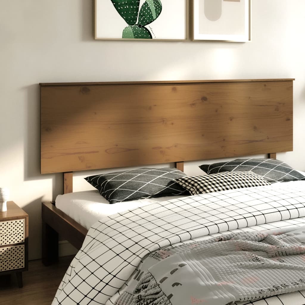 Berkfield Bed Headboard Honey Brown 204x6x82.5 cm Solid Wood Pine