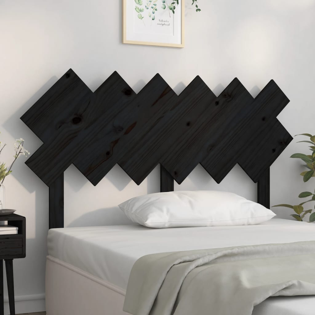 Berkfield Bed Headboard Black 132x3x81 cm Solid Wood Pine