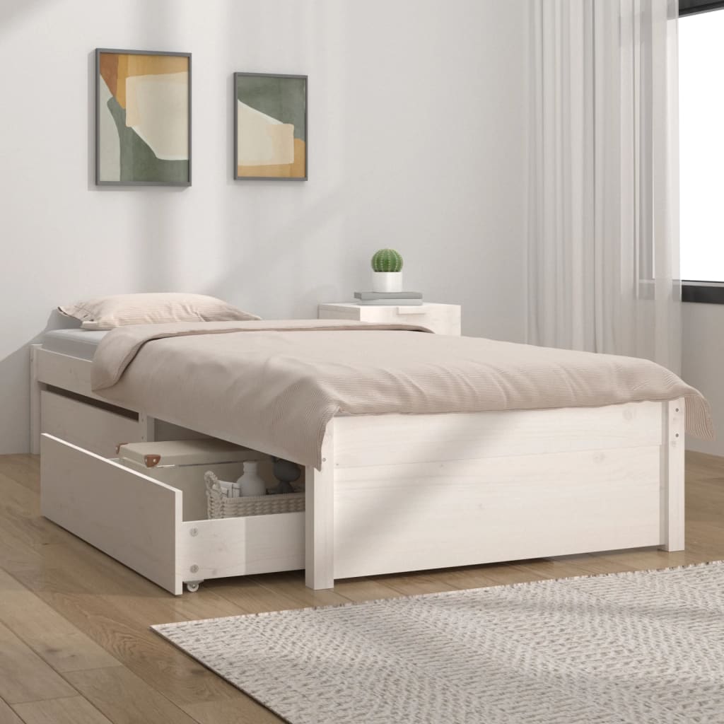 Berkfield Bed Frame with Drawers White 90x190 cm Single
