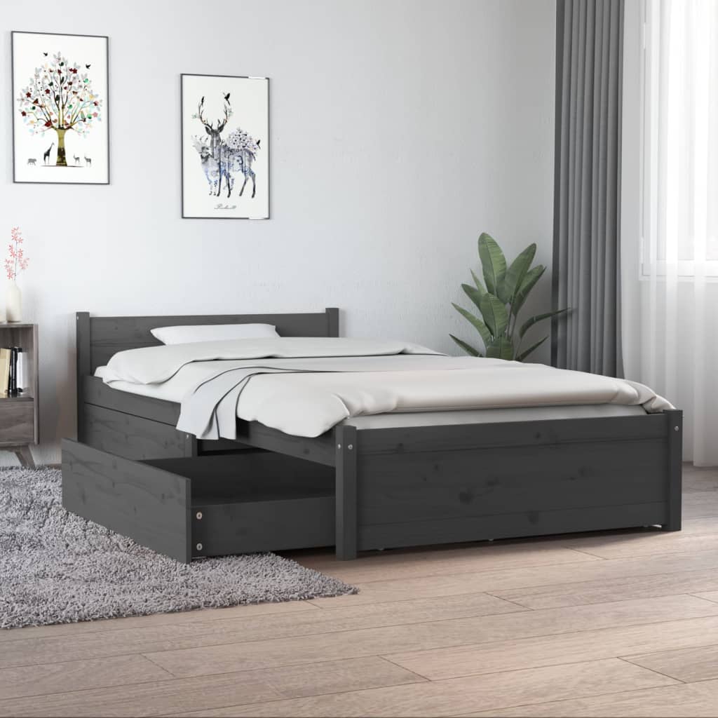 Berkfield Bed Frame with Drawers Grey 90x190 cm Single