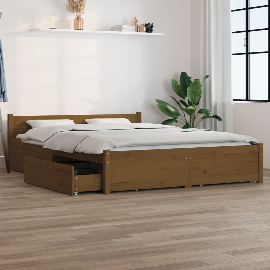 Berkfield Bed Frame with Drawers Honey Brown 120x200 cm