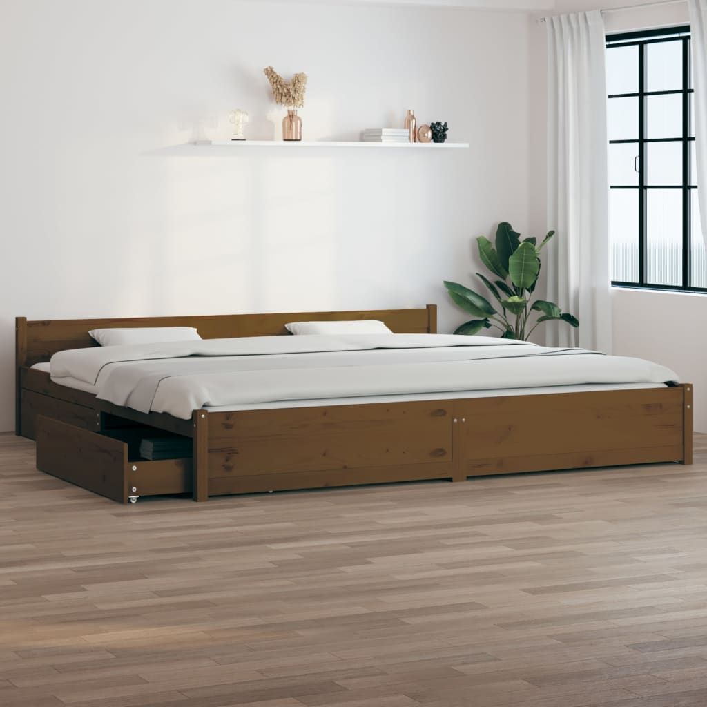 Berkfield Bed Frame with Drawers Honey Brown 180x200 cm Super King Size
