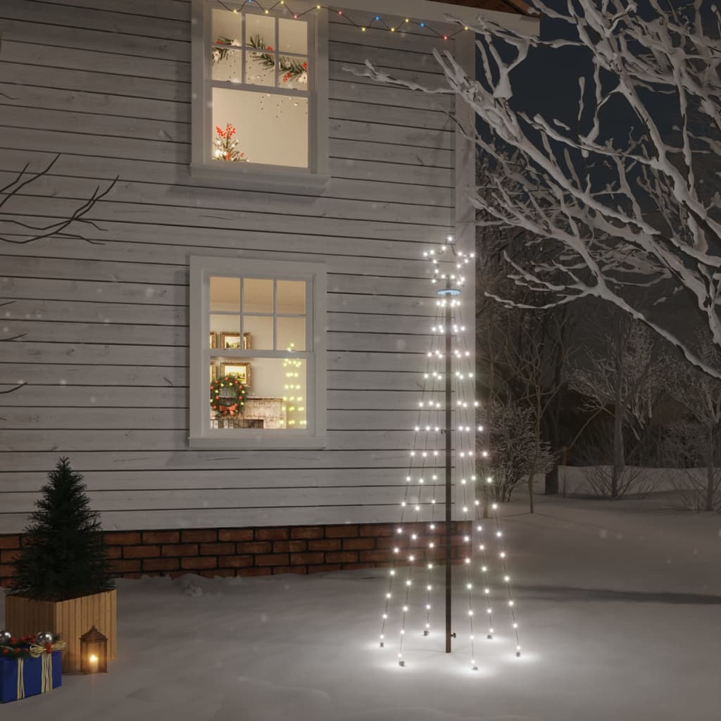 Berkfield Christmas Tree with Spike Cold White 108 LEDs 180 cm