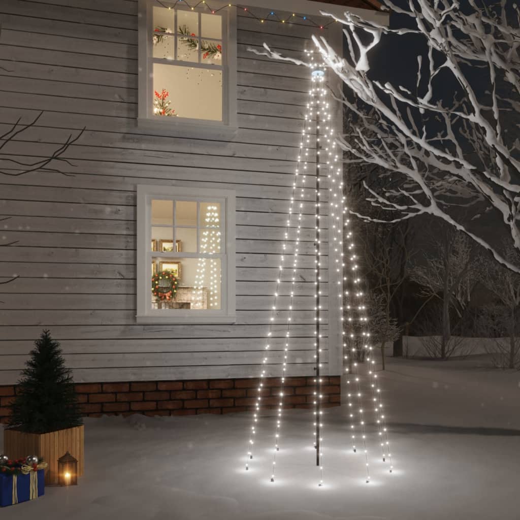 Berkfield Christmas Tree with Spike Cold White 310 LEDs 300 cm