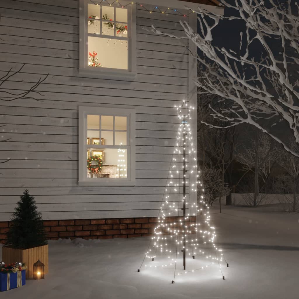 Berkfield Christmas Tree with Spike Cold White 200 LEDs 180 cm
