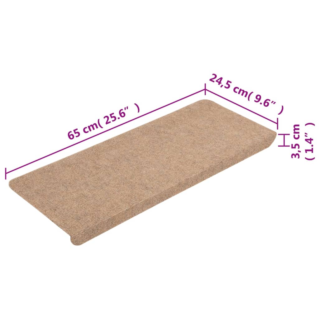 Berkfield Stair Mats Self-adhesive 15 pcs 65x24.5x3.5 cm Beige