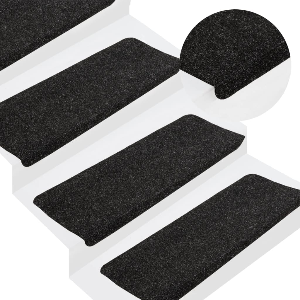 Berkfield Stair Mats Self-adhesive 15 pcs 65x24.5x3.5 cm Anthracite
