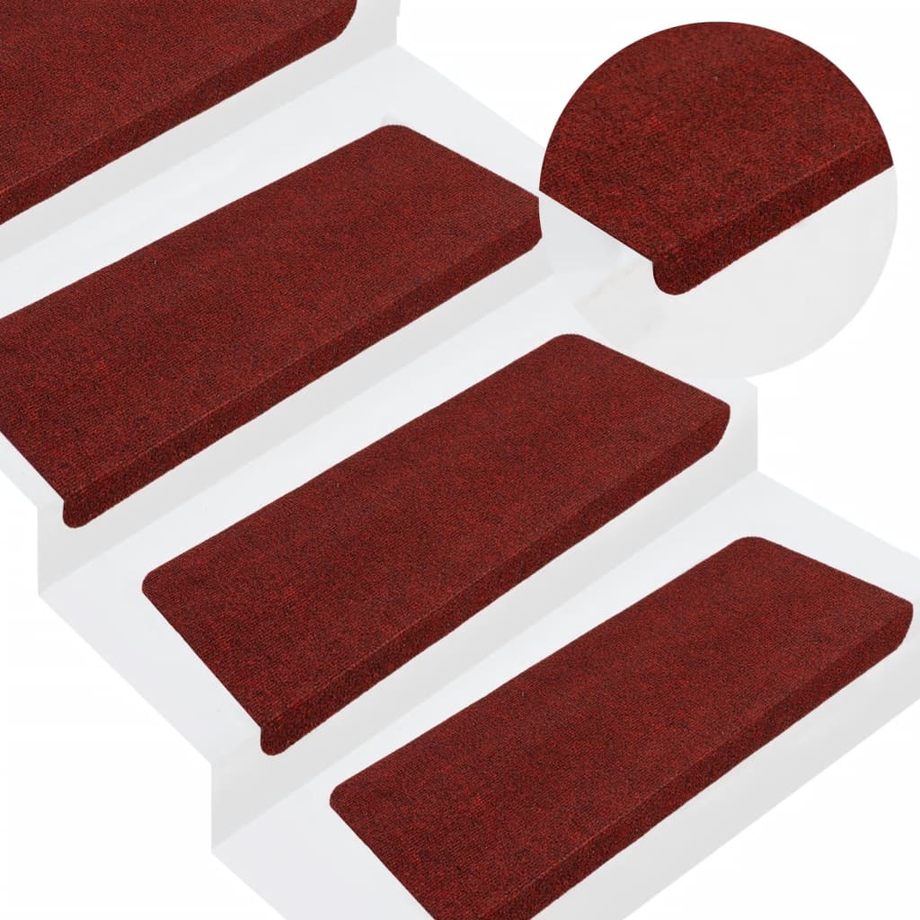 Berkfield Stair Mats Self-adhesive 15 pcs 65x24.5x3.5 cm Red
