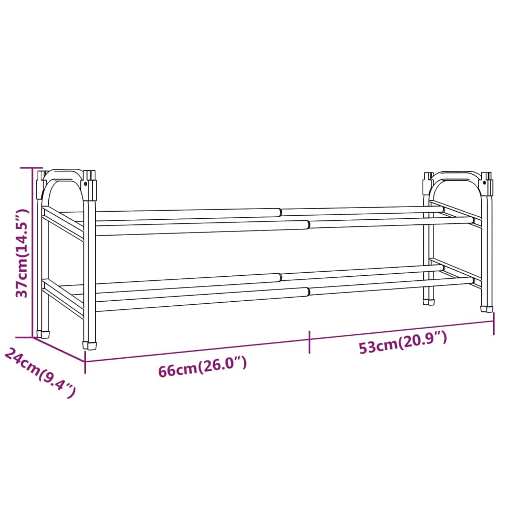 Berkfield Extendable Shoe Rack with 2 Shelves 119x24x37 cm