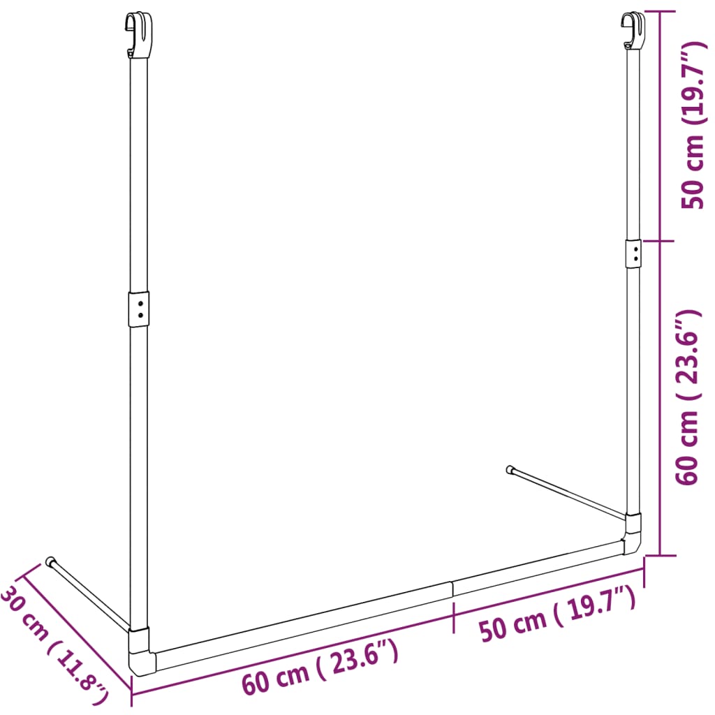 Berkfield Telescopic Wardrobe Hanging Rail Silver