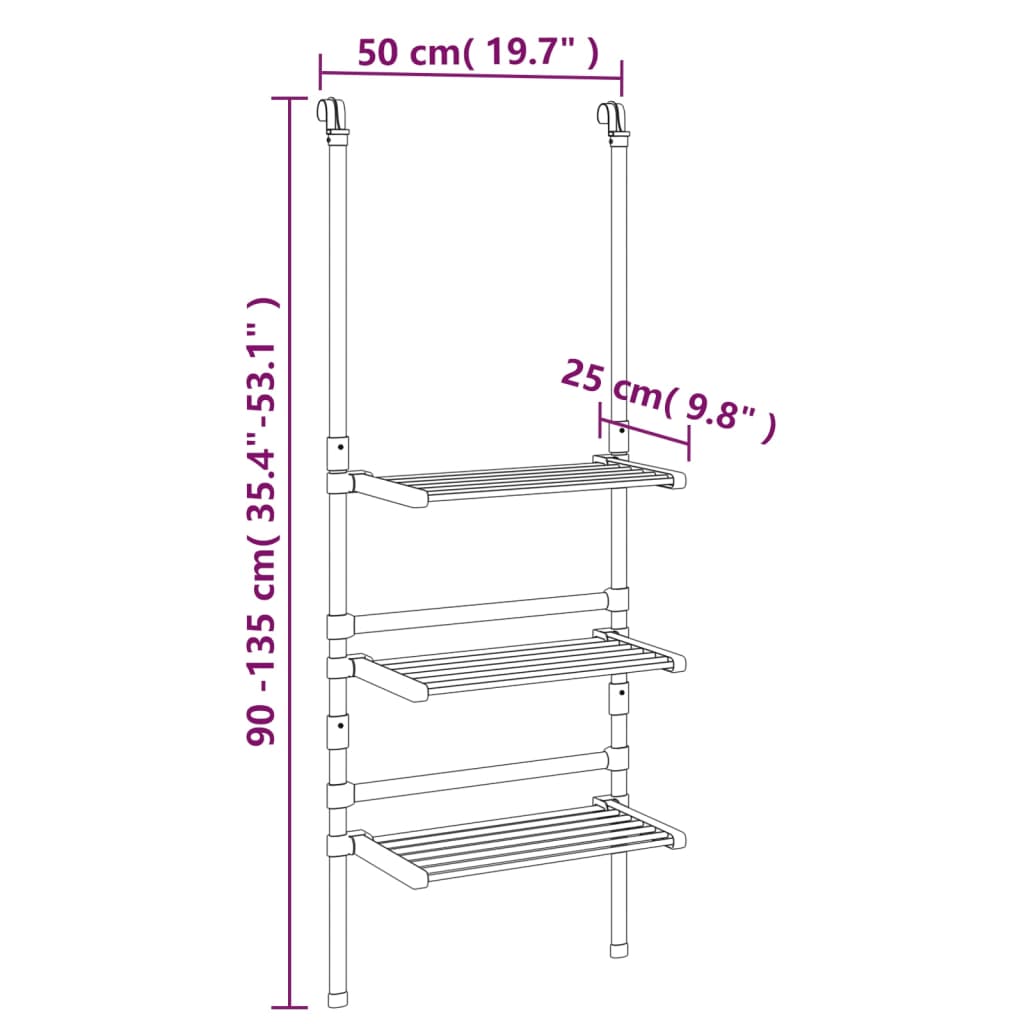 Berkfield 3-Tier Hanging Laundry Drying Rack Aluminium