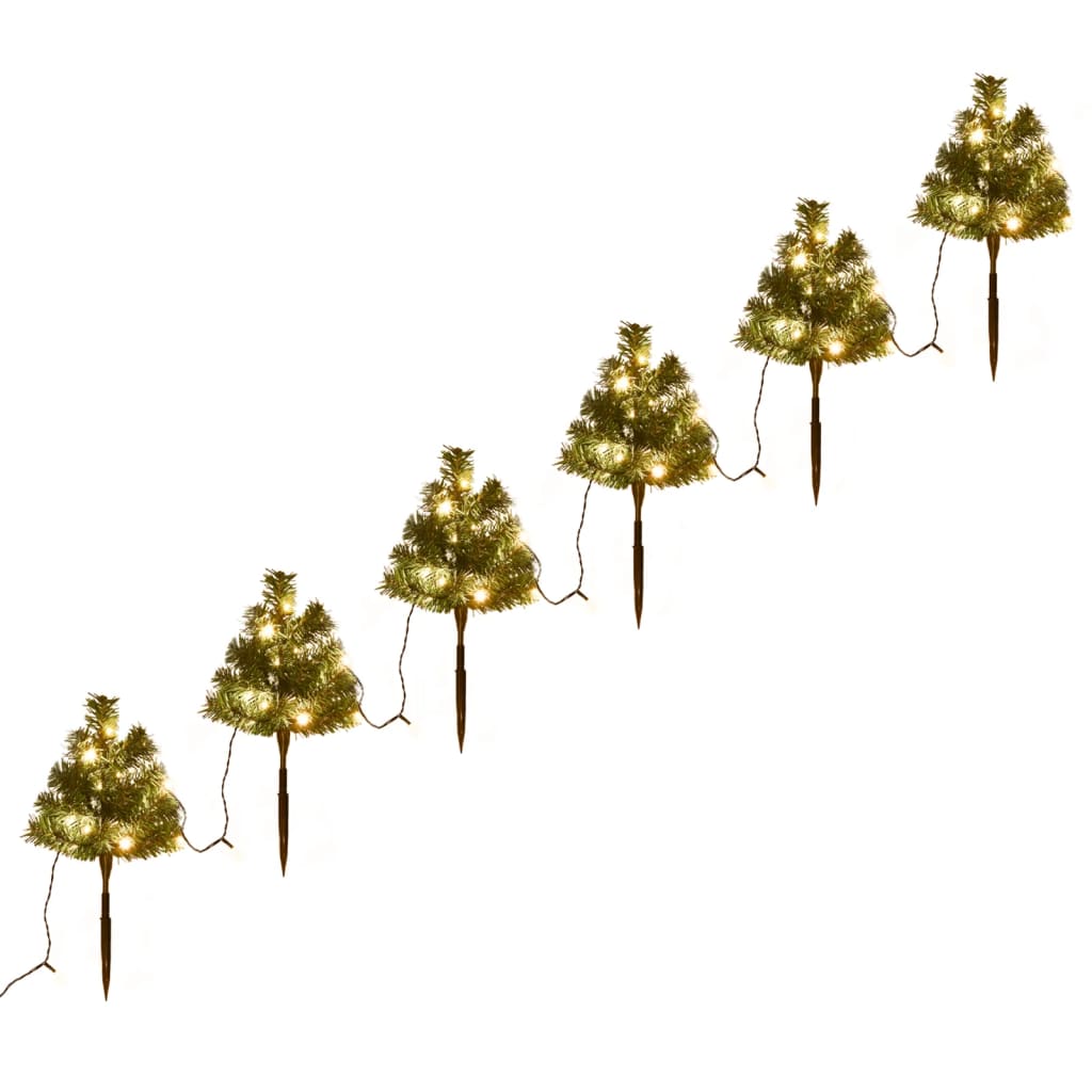 Berkfield Christmas Pathway Trees 6 pcs with Warm White LEDs 45 cm PVC