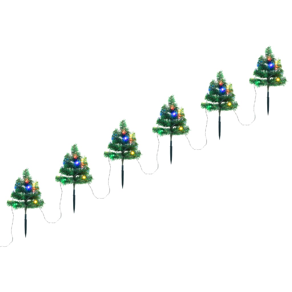 Berkfield Christmas Pathway Trees 6 pcs with Multicolour LEDs 45 cm PVC