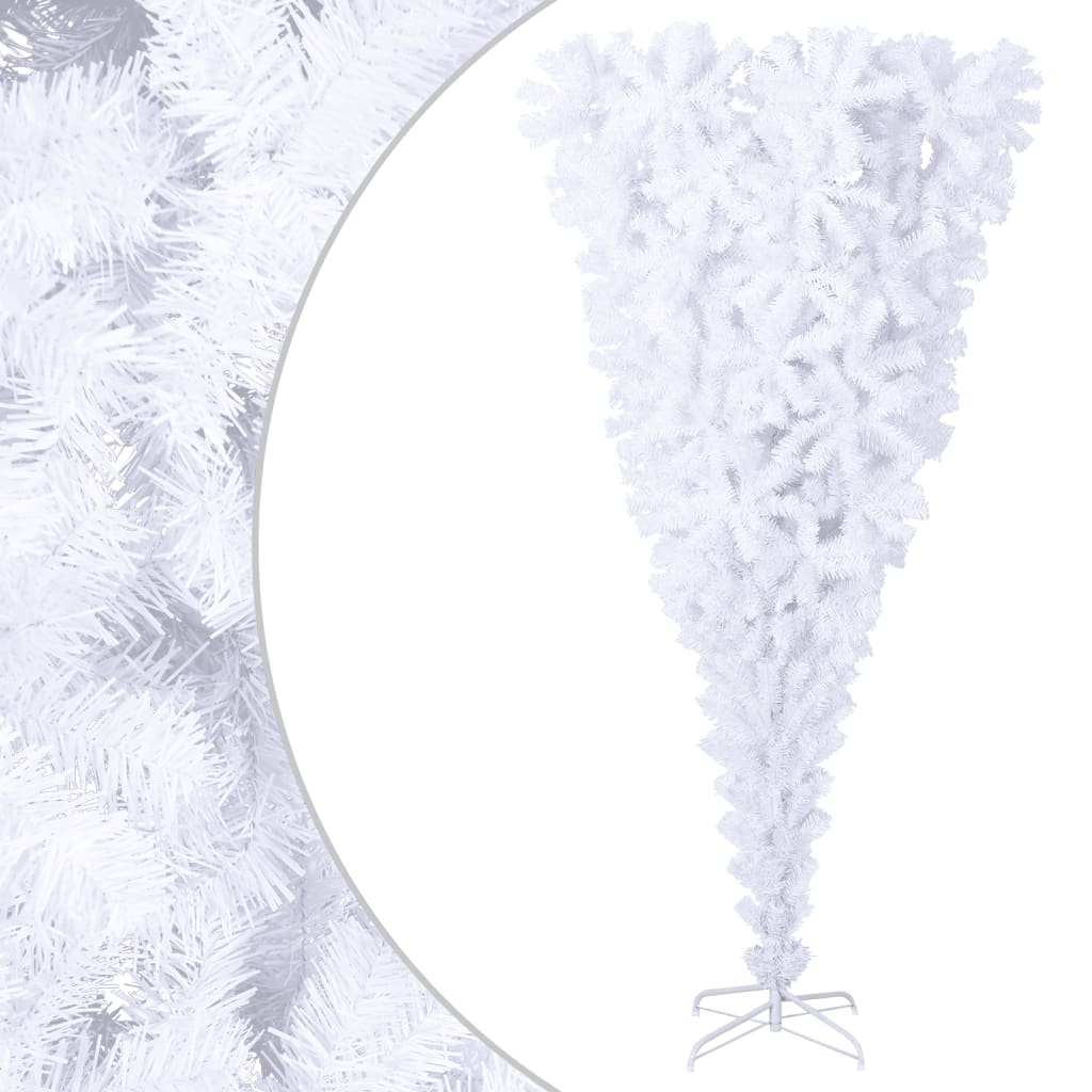 Berkfield Upside-down Artificial Christmas Tree with Stand White 210 cm