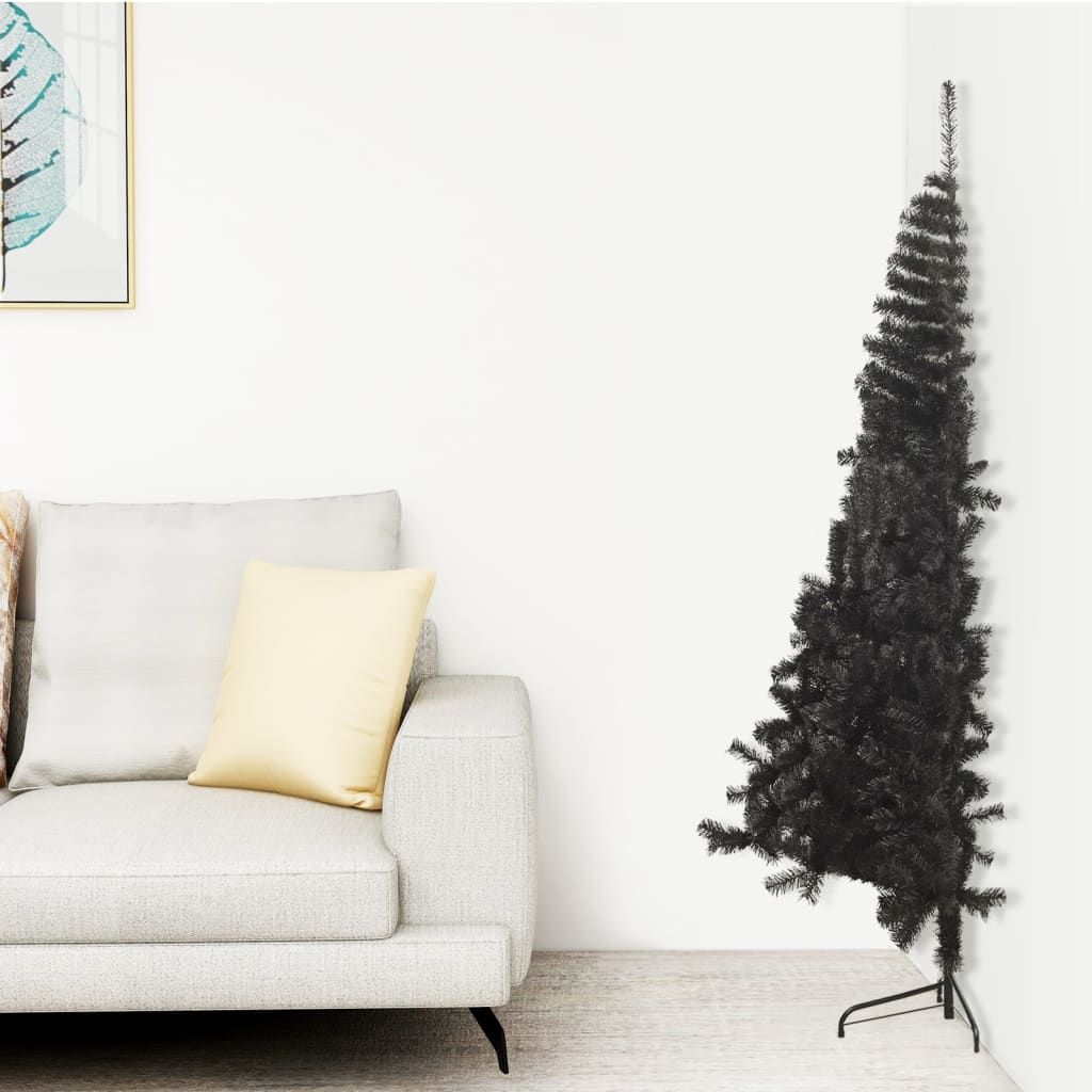 Berkfield Artificial Half Christmas Tree with Stand Black 240 cm PVC