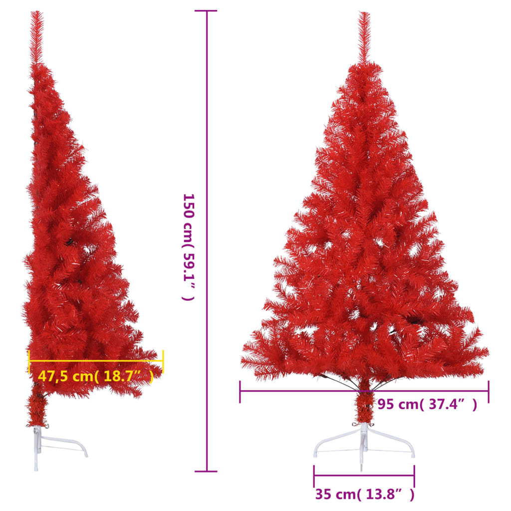 Berkfield Artificial Half Christmas Tree with Stand Red 150 cm PVC