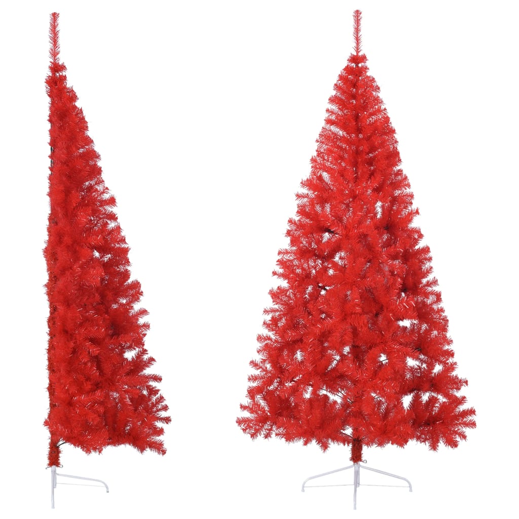 Berkfield Artificial Half Christmas Tree with Stand Red 240 cm PVC