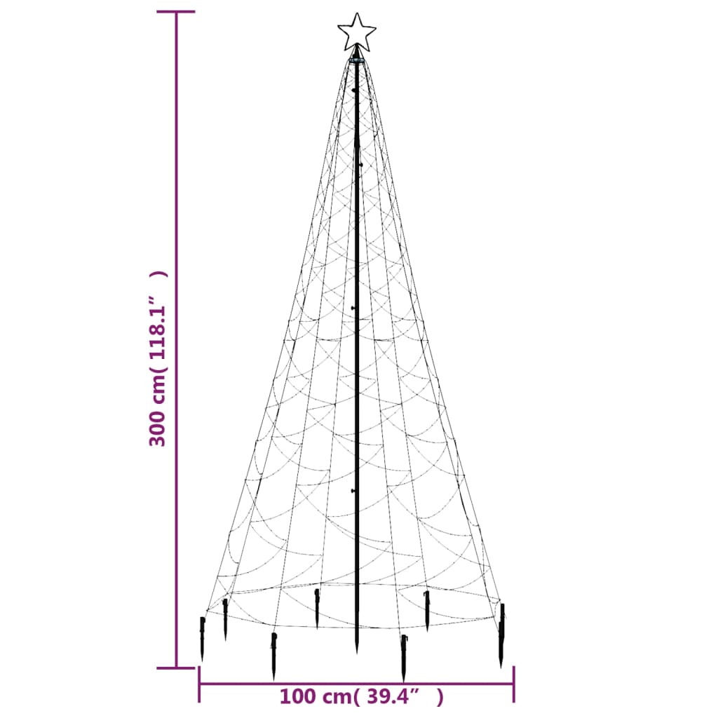 Berkfield Christmas Tree with Spike Warm White 500 LEDs 300 cm