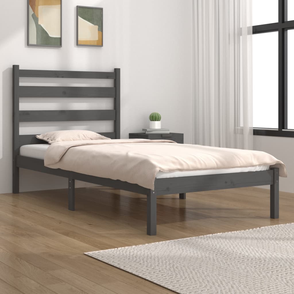 Berkfield Bed Frame Grey Solid Wood Pine 100x200 cm