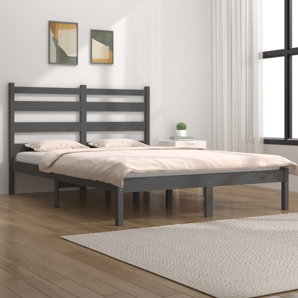 Berkfield Bed Frame Grey Solid Wood Pine 160x200 cm