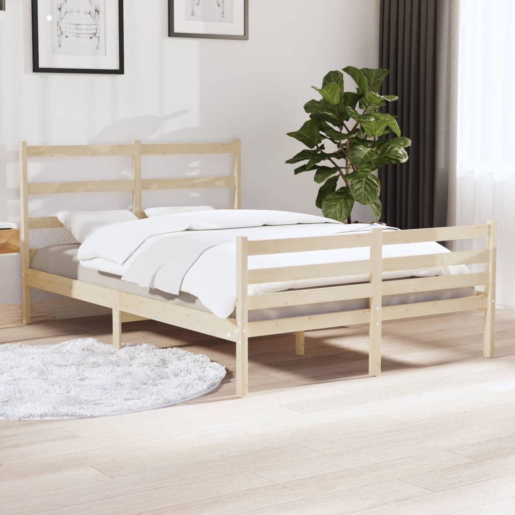 Berkfield Bed Frame Solid Wood Pine 140x190 cm