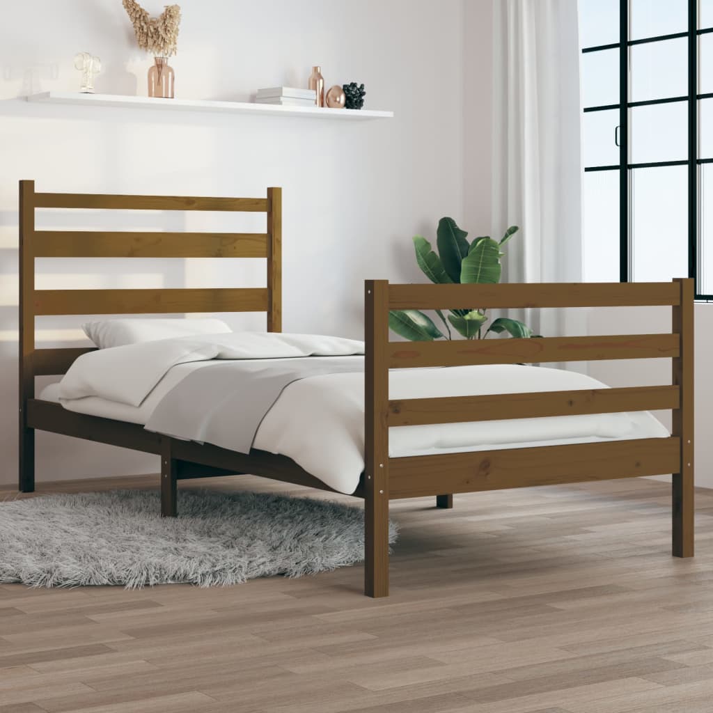 Berkfield Bed Frame Solid Wood Pine 90x200 cm Honey Brown