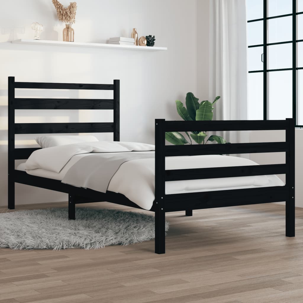 Berkfield Bed Frame Solid Wood Pine 100x200 cm Black