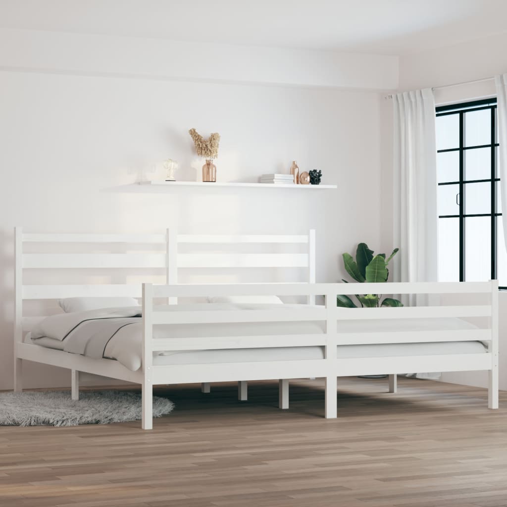 Berkfield Bed Frame Solid Wood Pine 200x200 cm White