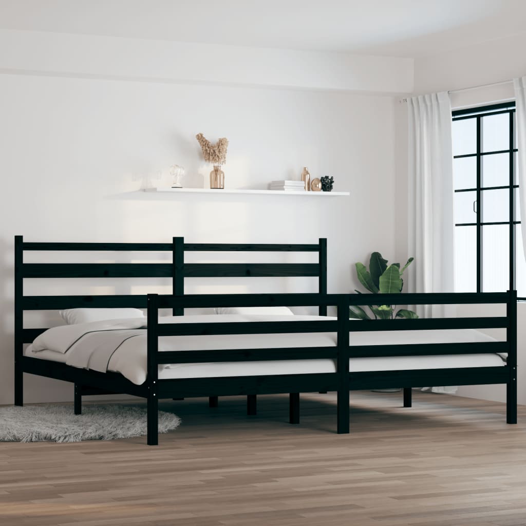 Berkfield Bed Frame Solid Wood Pine 200x200 cm Black