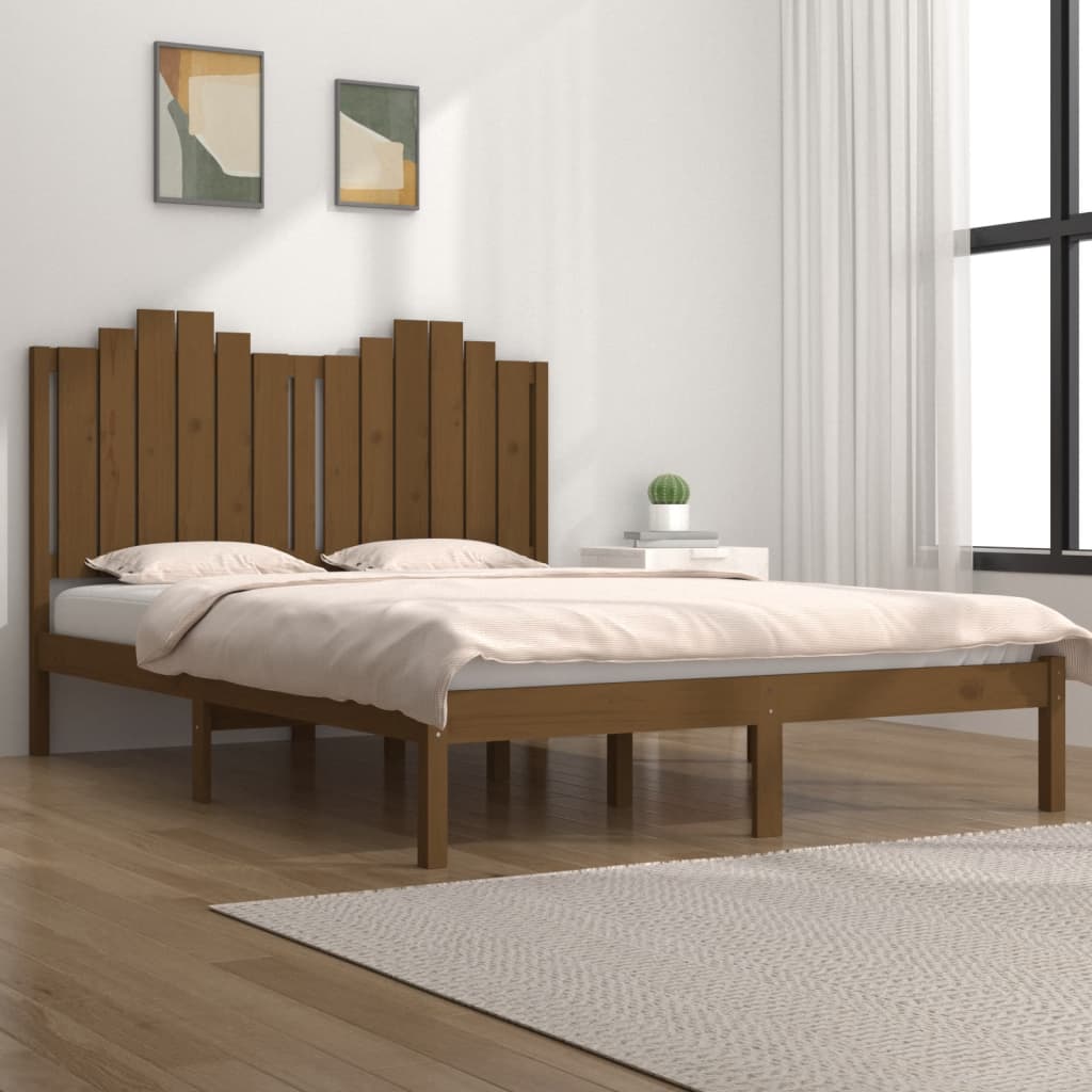 Berkfield Bed Frame Honey Brown Solid Wood Pine 135x190 cm Double