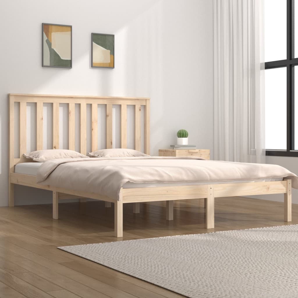 Berkfield Bed Frame Solid Wood Pine 135x190 cm Double