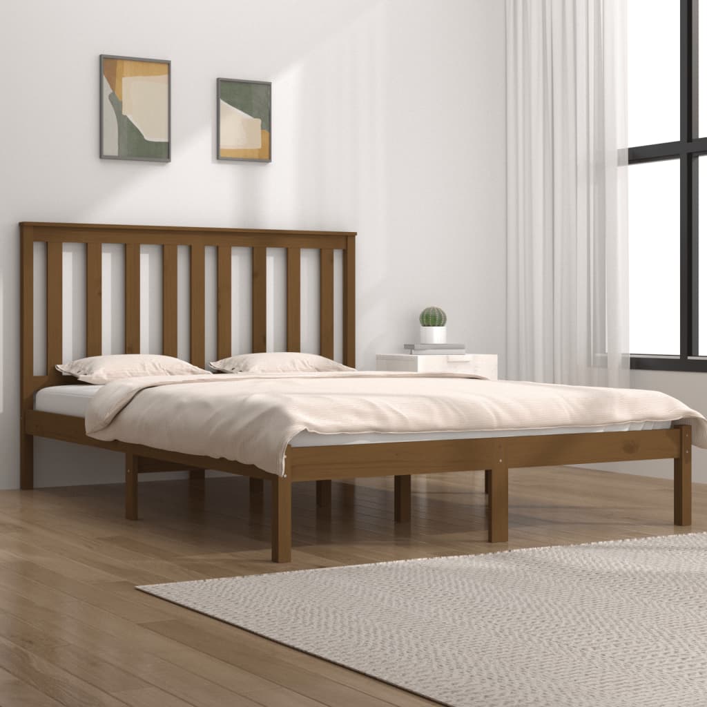 Berkfield Bed Frame Honey Brown Solid Wood Pine 180x200 cm Super King Size
