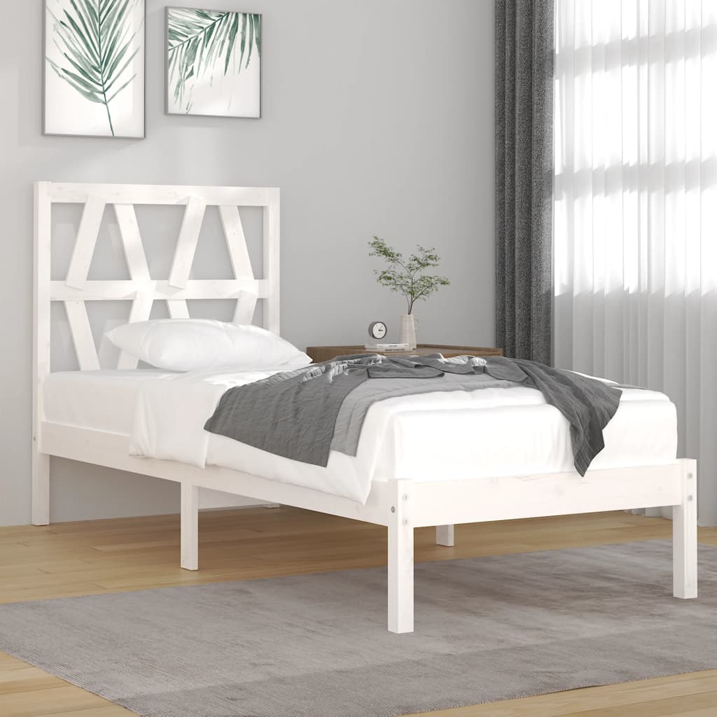 Berkfield Bed Frame White Solid Wood Pine 100x200 cm