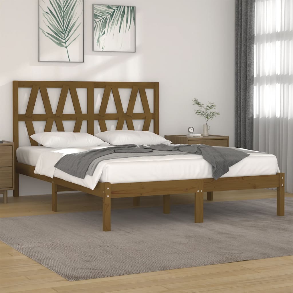 Berkfield Bed Frame Honey Brown Solid Wood Pine 150x200 cm King Size