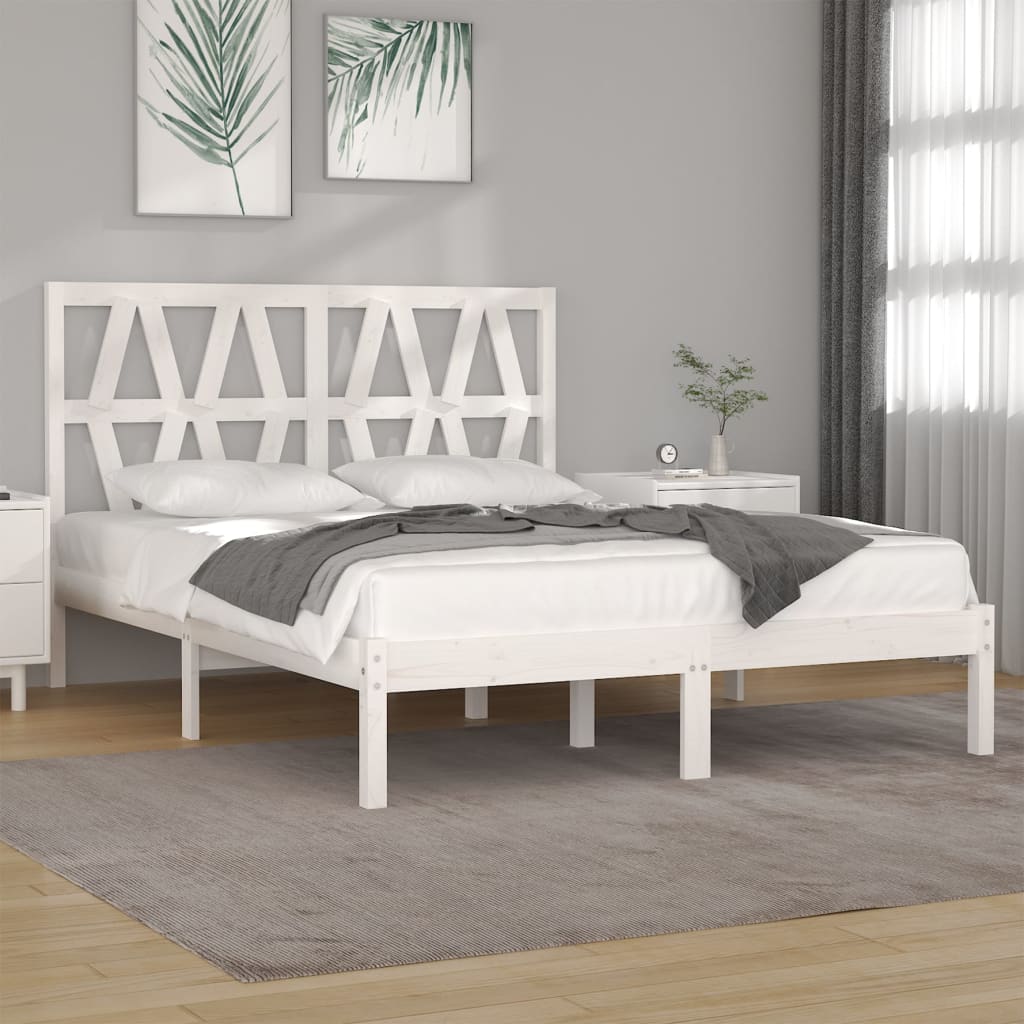 Berkfield Bed Frame White Solid Wood Pine 160x200 cm