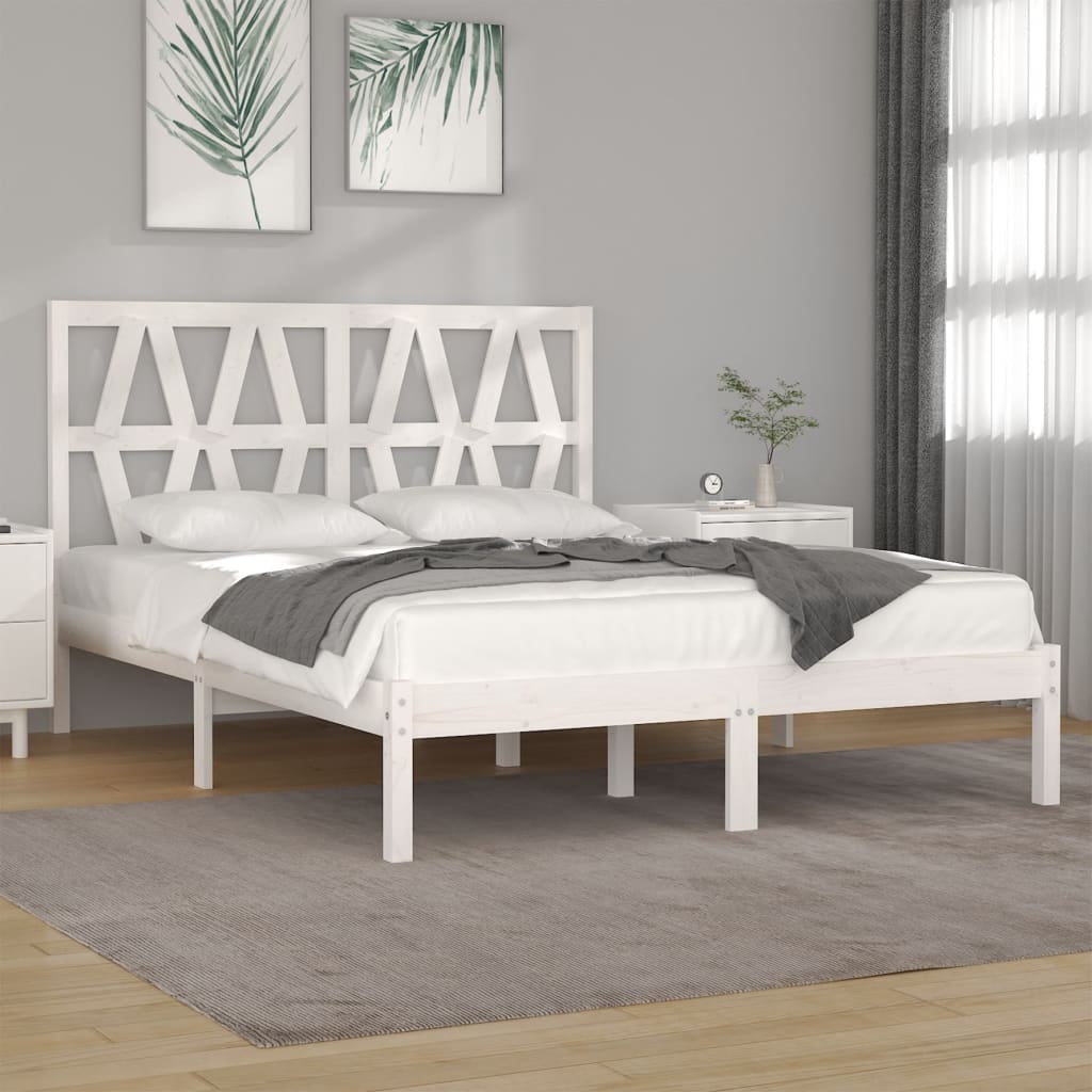 Berkfield Bed Frame White Solid Wood Pine 180x200 cm Super King Size