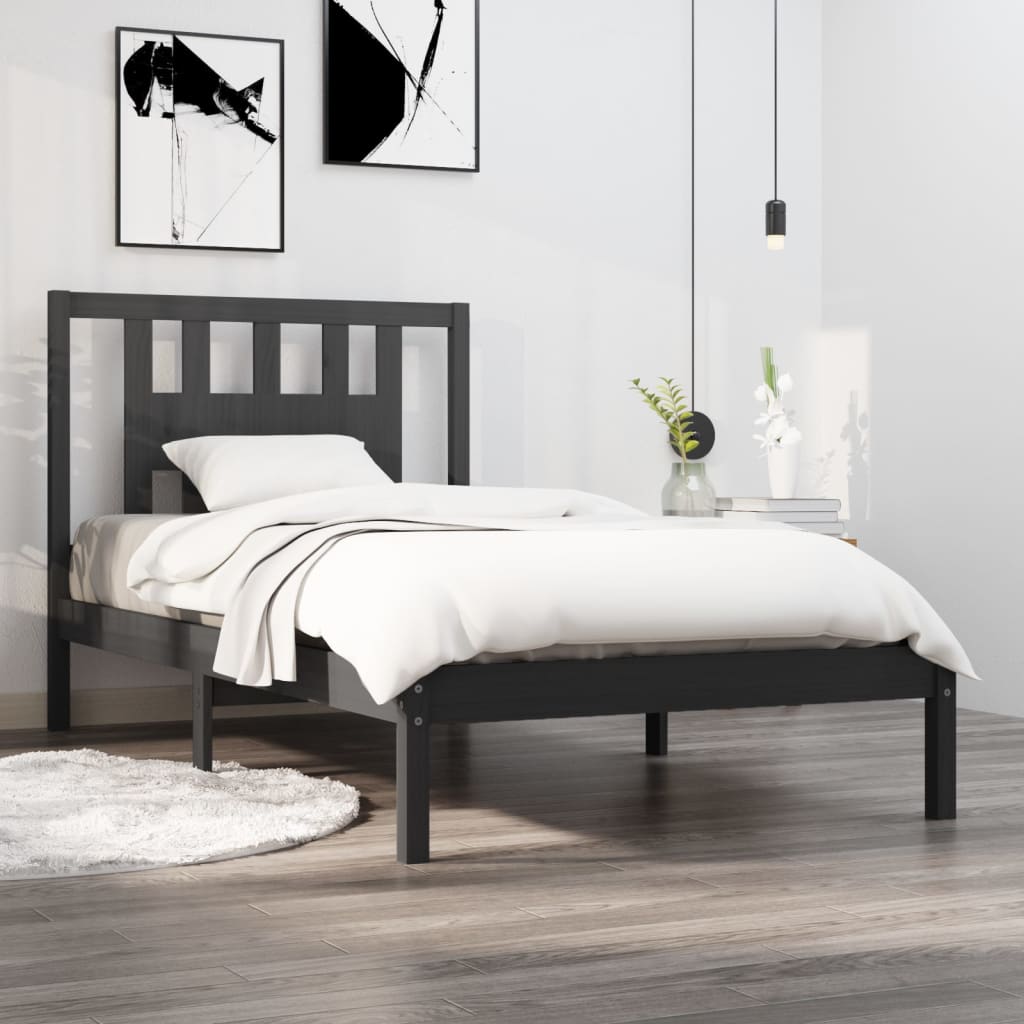 Berkfield Bed Frame Grey Solid Wood Pine 100x200 cm