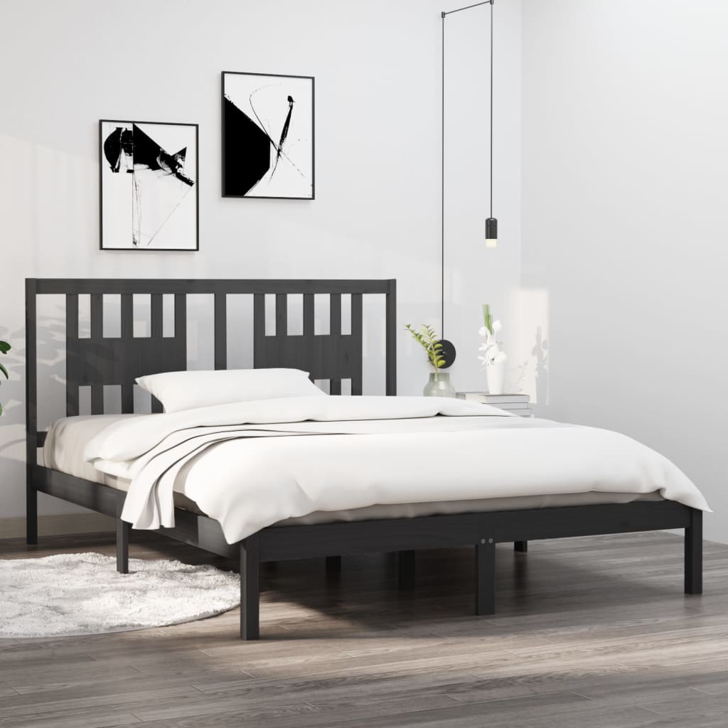 Berkfield Bed Frame Grey Solid Wood Pine 160x200 cm